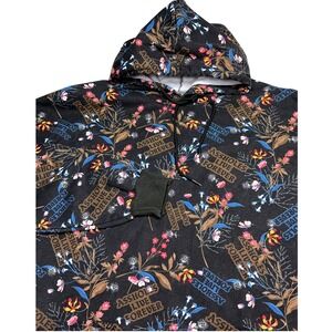 ALF Assholes Live Forever Logo Black Floral Hoodie Sweatshirt XL Retro Funky Y2K